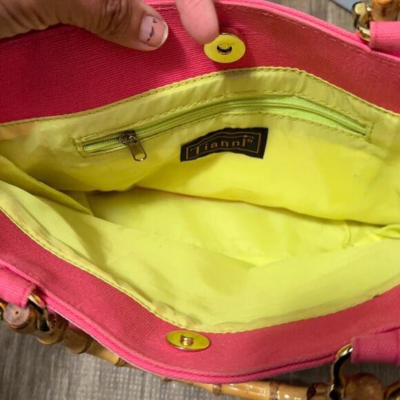 Tianni Mini Handbag Bamboo Handles Magnetic Button Stripe Pattern Multi-Color OS - Picture 4 of 5